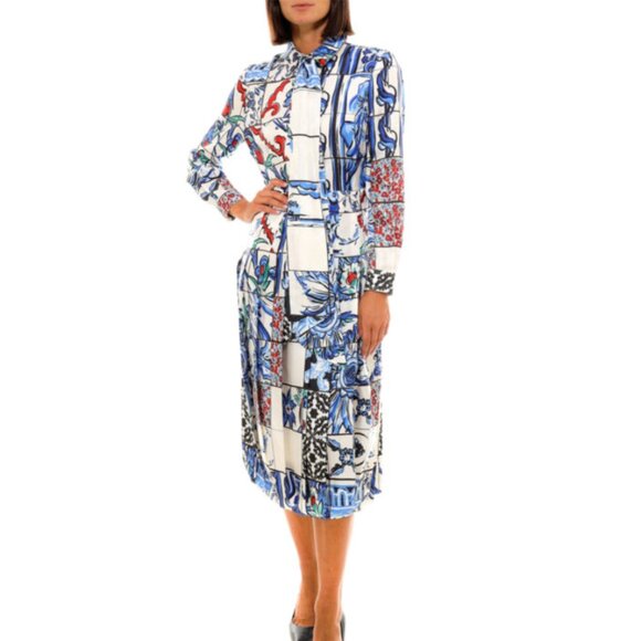 Tory Burch Dresses & Skirts - Tory Burch Floral Print Tie Neck Silk Dress